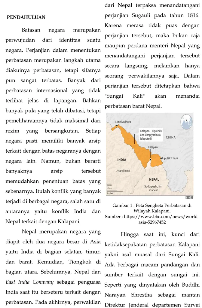 Gambar 1 : Peta Sengketa Perbatasan di  Wilayah Kalapani. 