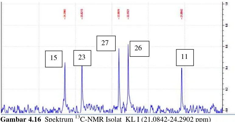 Gambar 4.17  Spektrum 13C-NMR Isolat KL I (28,0107 – 31,9074 ppm) 