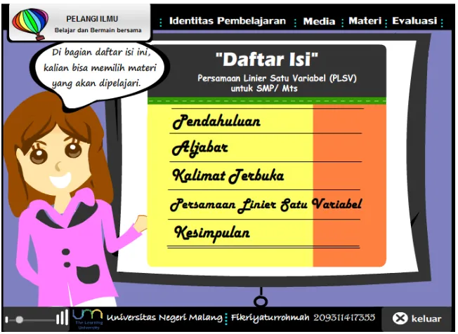 Gambar Tampilan Halaman Awal pada Menu Materi 