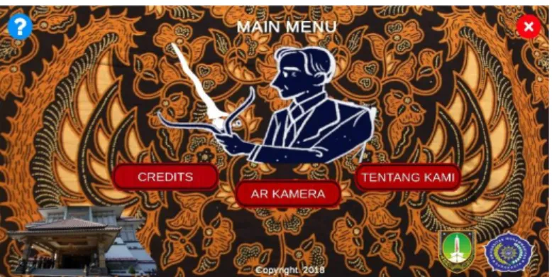 Gambar 5. Tampilan Menu  3.1.2 Tampilan AR Kamera 