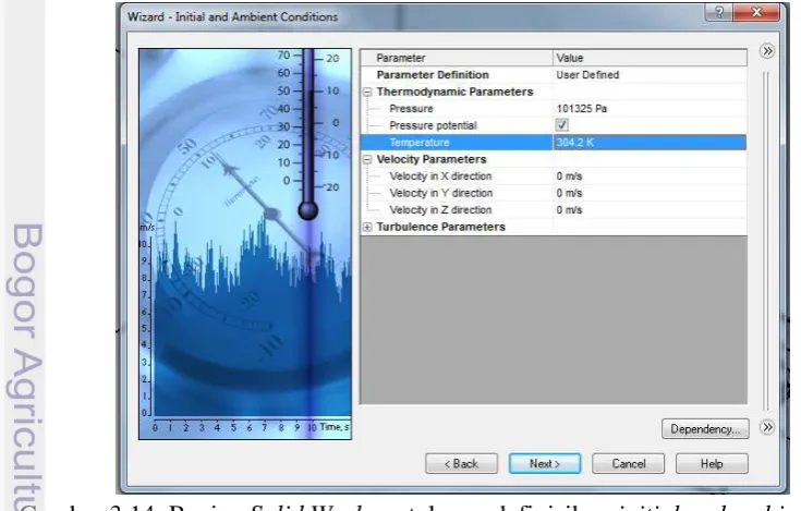 Gambar 3.14  Bagian Solid Works untuk mendefinisikan initial and ambient  