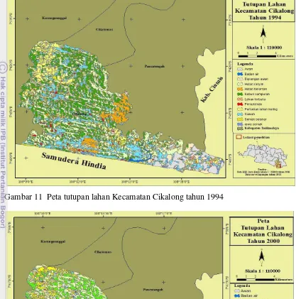 Gambar 11  Peta tutupan lahan Kecamatan Cikalong tahun 1994 