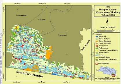 Gambar 13  Peta tutupan lahan Kecamatan Cikalong tahun 2005  