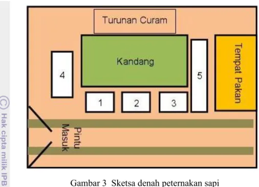 Gambar 3  Sketsa denah peternakan sapi 
