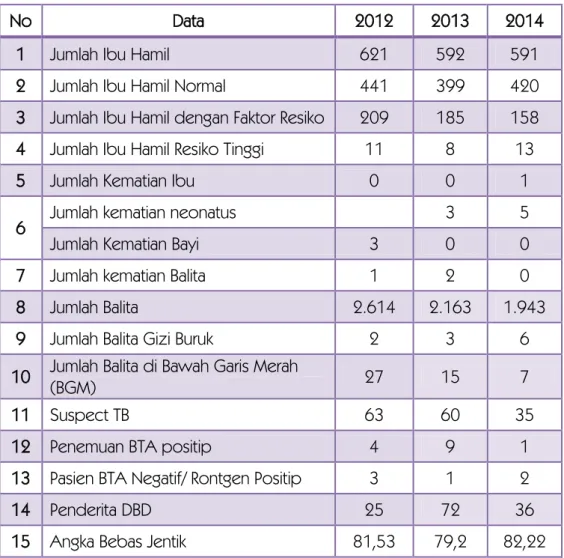 Tabel 3.4. Hasil Kegiatan (DB4MK) Plus  Di Puskesmas Banguntapan III Tahun 2012-2014 