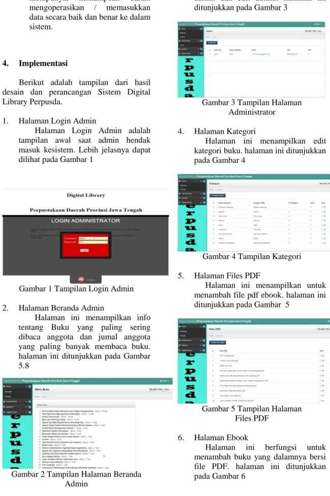 Gambar 1 Tampilan Login Admin  2.  Halaman Beranda Admin 