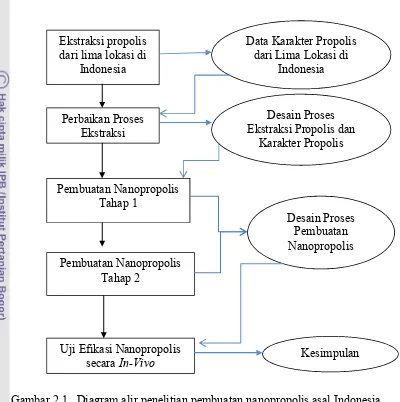 Gambar 2.1   Diagram alir penelitian pembuatan nanopropolis asal Indonesia  