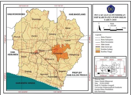 Gambar 2.  Peta Kualitas Pendidikan Sekolah Menengah Pertama   Kabupaten Purworejo Tahun 2010 