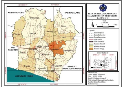 Gambar 3.  Peta Kualitas Pendidikan Sekolah Menengah Atas   Kabupaten Purworejo Tahun 2010 