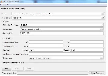 Gambar 3.7 Toolbox optimasi pada based-gradient method (fmincon).