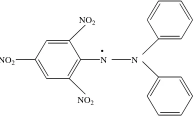 Gambar 1. Diphenylpicrylhydrazyl (radikal bebas), warna violet 