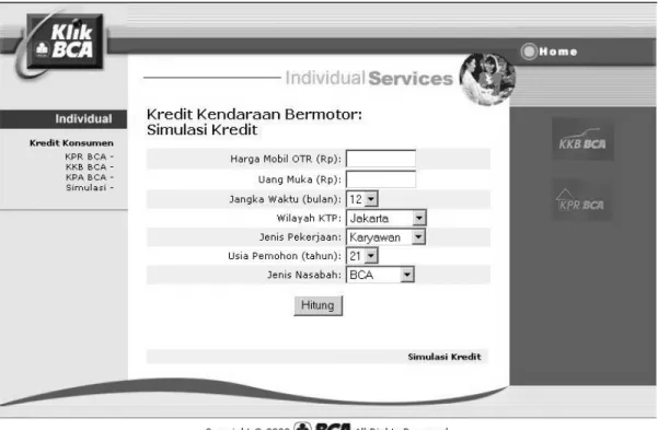 Gambar 3.2 : Simulasi Kredit - BCA 