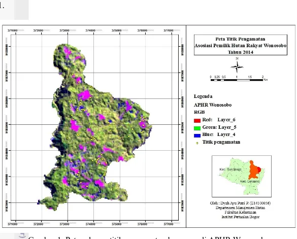 Gambar 1  Peta sebaran titik pengamatan lapangan di APHR Wonosobo  Pengolahan Citra 