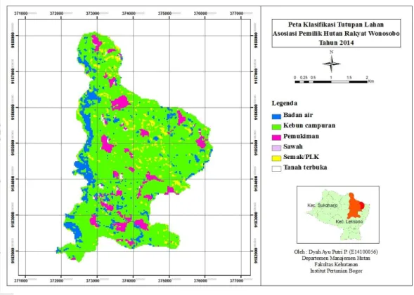 Gambar 6  Peta klasifikasi tutupan lahan APHR Wonosobo menggunakan metode SVM 