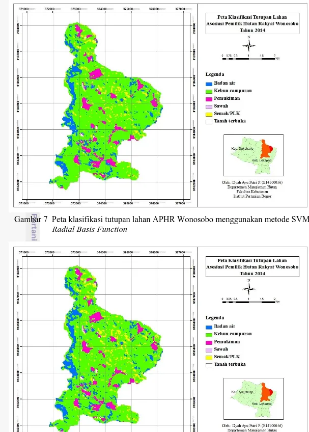 Gambar 8  Peta klasifikasi tutupan lahan APHR Wonosobo menggunakan metode SVM 