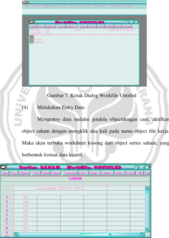 Gambar 7. Kotak Dialog Workfile Untitled  (4)  Melakukan Entry Data 