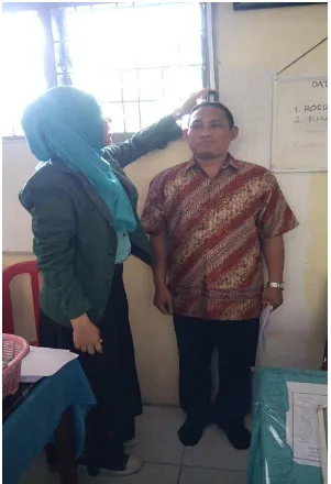 Gambar 2. Pengukuran Tinggi Badan Guru SMP Negeri 3 Tanjung Morawa 