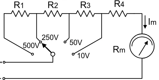 Gambar 9. Rangkaian voltmeter DC rangkuman ganda 