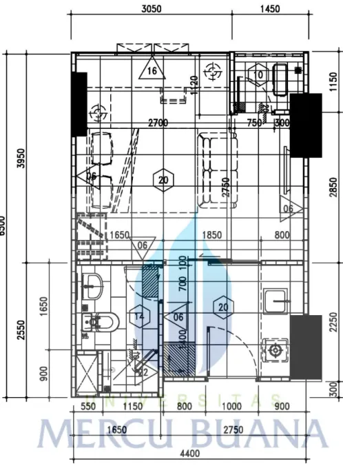 Gambar 38. Denah Unit Tipe 4-A2  Sumber: Data Proyek 