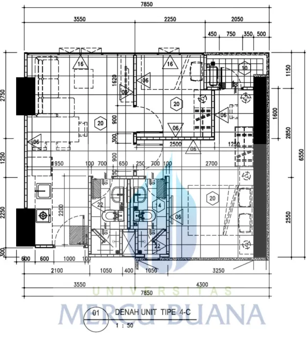 Gambar 40. Denah Unit TIpe 4-C  Sumber: Data Proyek 