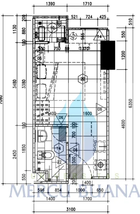 Gambar 34. Denah Unit Tipe 3-A1  Sumber: Data Proyek 