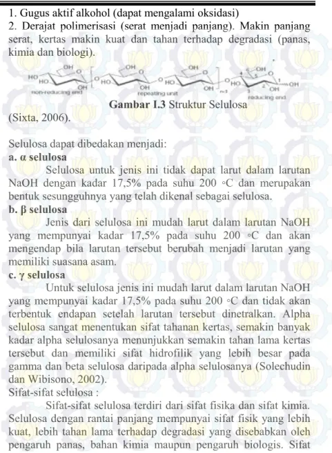 Gambar I.3 Struktur Selulosa  (Sixta, 2006). 