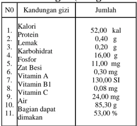 Tabel  1  Kandungan  gizi  buah  Nanas Segar (100 gram bahan) 