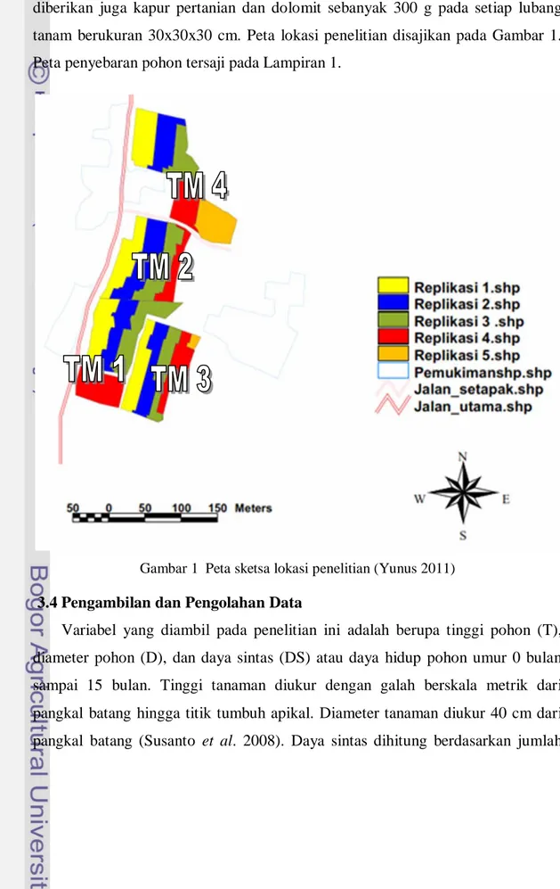 Gambar 1  Peta sketsa lokasi penelitian (Yunus 2011)  3.4 Pengambilan dan Pengolahan Data 