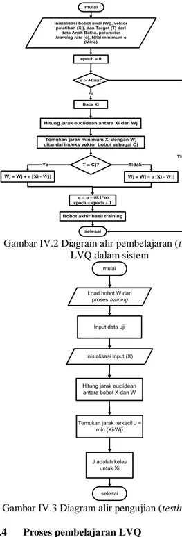 Gambar IV.3 Diagram alir pengujian (testing) LVQ 