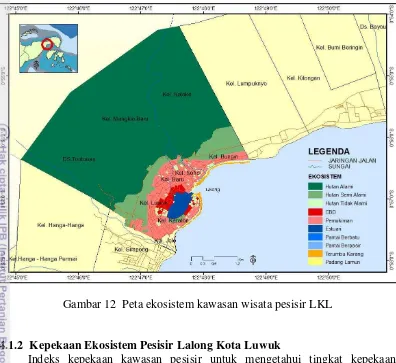 Gambar 12  Peta ekosistem kawasan wisata pesisir LKL 