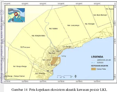 Gambar 14  Peta kepekaan ekosistem akuatik kawasan pesisir LKL 