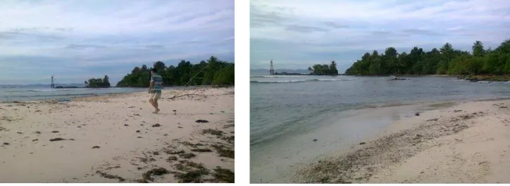 Gambar pantai di pulau Poncan Ketek         (Gambar keindahan pantai pulau  Poncan                Ketek dengan ombak serta air yang            jernih) 