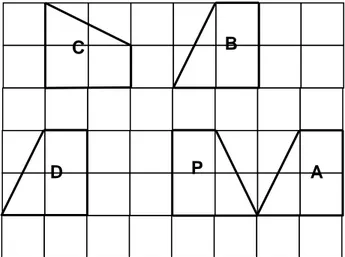 Diagram 19 shows five trapezium drawn on square grids. 
