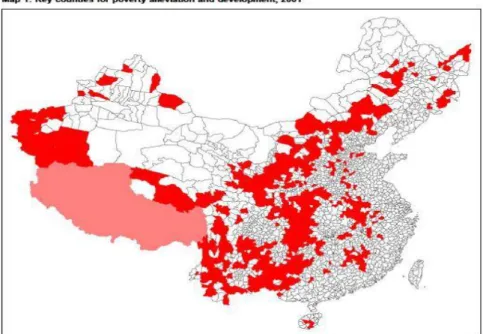 Gambar 1.1 Peta Kabupaten Miskin di Tiongkok 