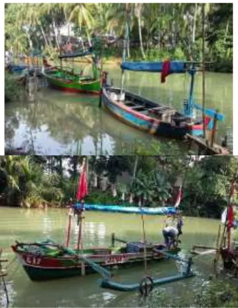 Gambar 1.  Perahu ikan berbahan kayu yang dimiliki oleh mitra kelompok nelayan. 