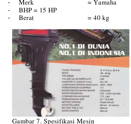 Gambar 7. Spesifikasi Mesin  