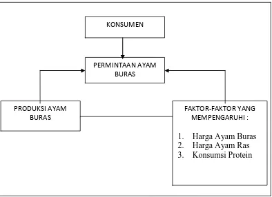 Gambar 2.1. Skema Kerangka Pemikiran Analisis Permintaan Ayam Bukan  Ras (Buras) di Provinsi Sumatera Utara  