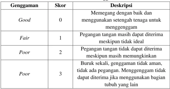 Tabel 8 Skor Genggaman 