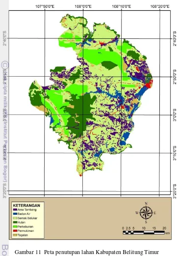 Gambar 11  Peta penutupan lahan Kabupaten Belitung Timur 