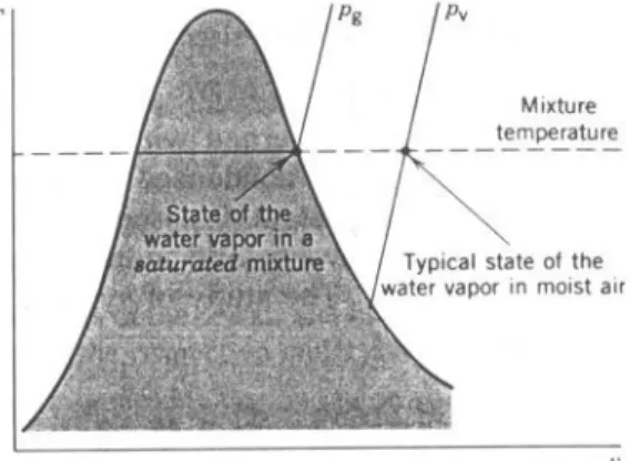 Gambar 4. Diagram T-v untuk uap air di dalam campuran udara-air.