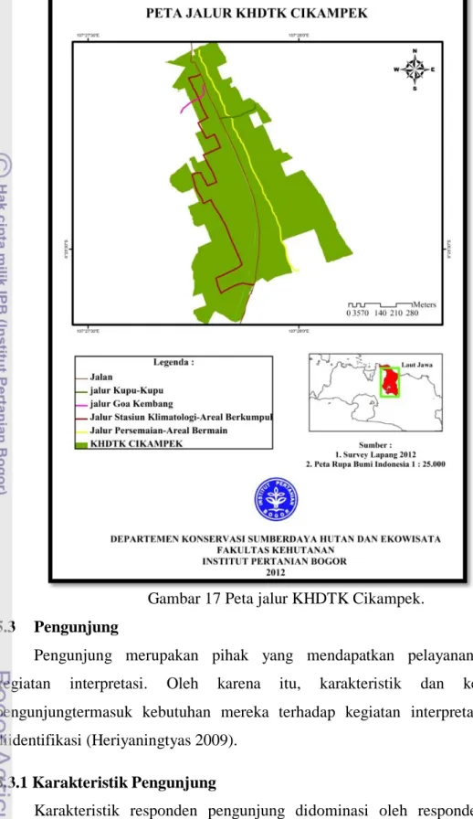 Gambar 17 Peta jalur KHDTK Cikampek.  5.3  Pengunjung 
