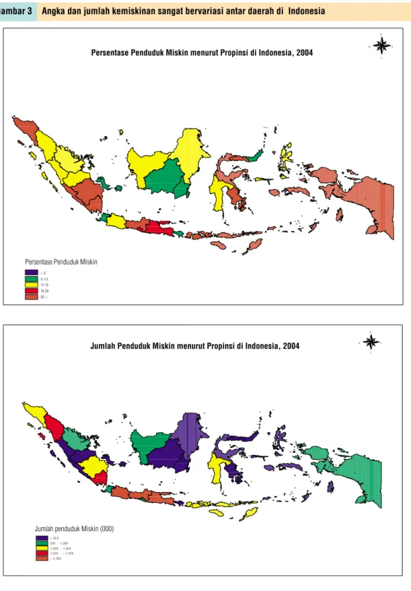 Gambar 3 Angka dan jumlah kemiskinan sangat bervariasi antar daerah di  Indonesia