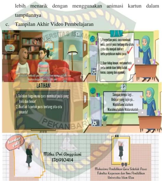 Gambar 4.15 Halaman Akhir Media Video Animasi Kartun  Pada Tema 6 Subtema 2 Pembelajaran 1 