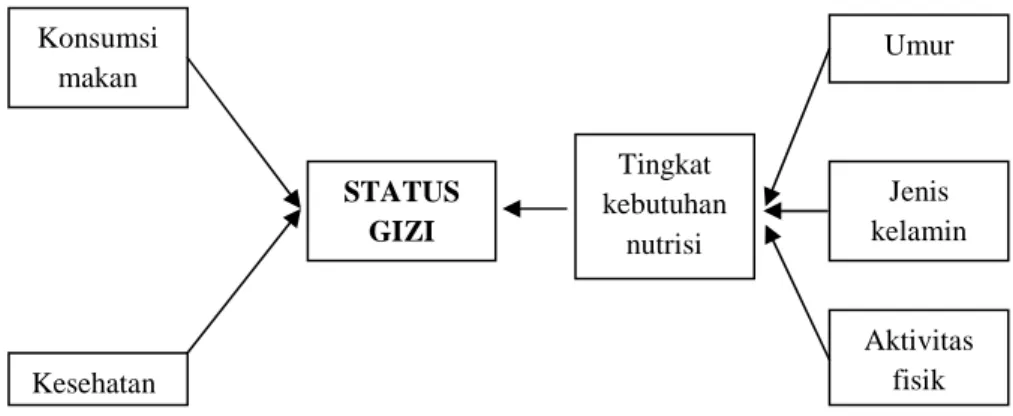 Gambar 2.2 Teori faktor yang mempengaruhi status gizi, modifikasi teori Call dan  Levinson dan teori Ambarwati (Ambarwati, 2012; Supariasa, 2013)