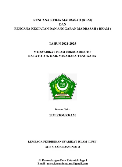 RENCANA KERJA MADRASAH (RKM) DAN RENCANA KEGIATAN DAN ANGGARAN MADRASAH ...