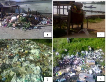 Gambar 1.2.  (1) Kondisi pewadahan sampah  pasar tardisional, (2) 