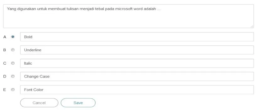 Gambar 20 Tampilan Interface Input Soal Latihan 