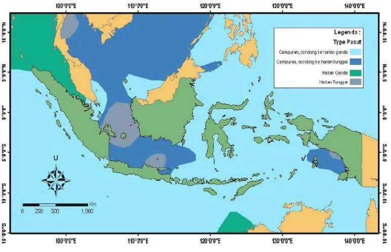 Gambar 2.5 Pola tipe pasang surut di Indonesia ( Ramdhan, 2011) 