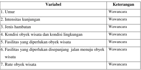 Tabel 1.6. Variabel Kuesioner