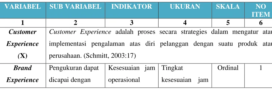 TABEL 3.1 OPERASIONALISASI VARIABEL  